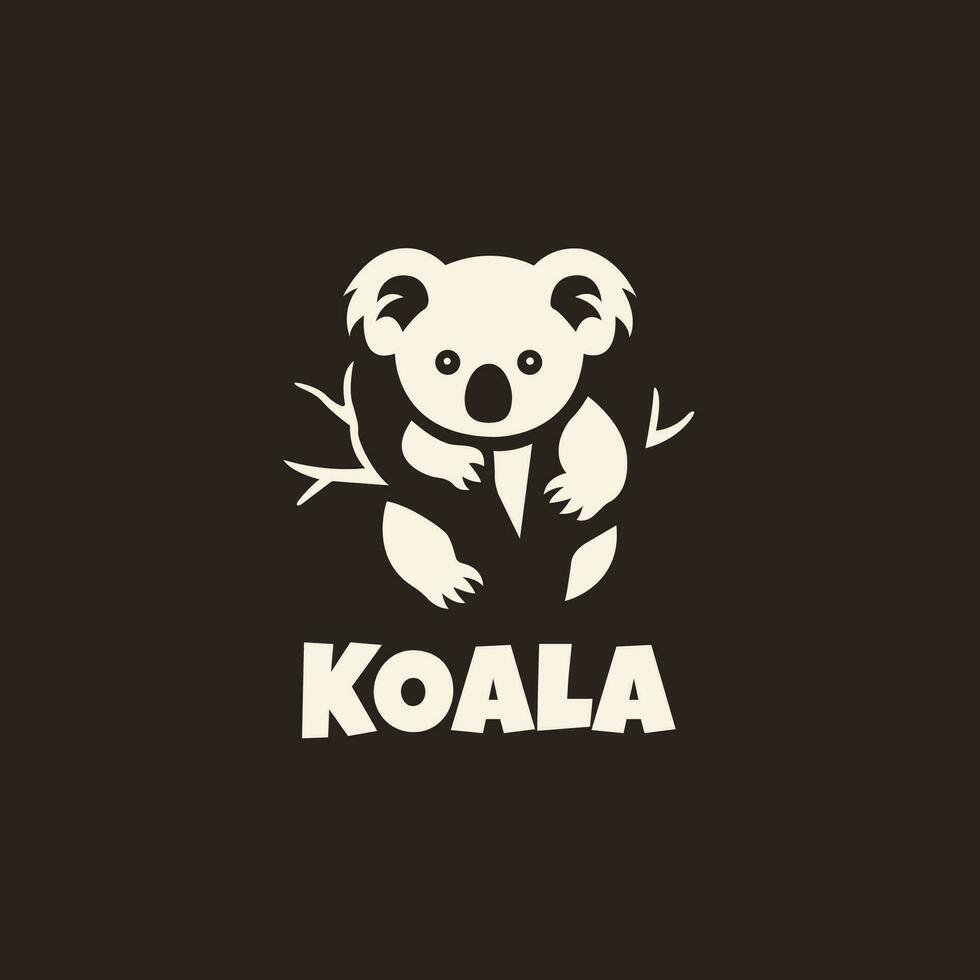 unik koala ikon logotyp design mall. svartvit silhuett av en koala klättrande en träd logotyp vektor illustration