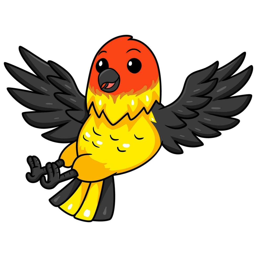 süß Western Tanager Vogel Karikatur fliegend vektor