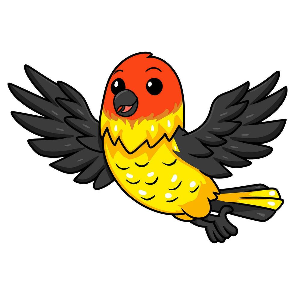 süß Western Tanager Vogel Karikatur fliegend vektor