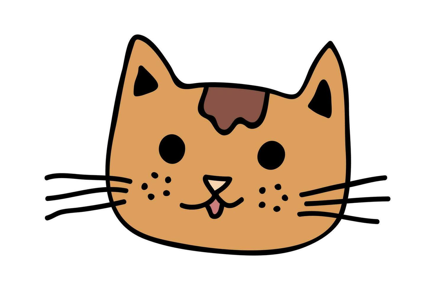 hand dragen katt munkorg ClipArt. söt sällskapsdjur ansikte klotter vektor