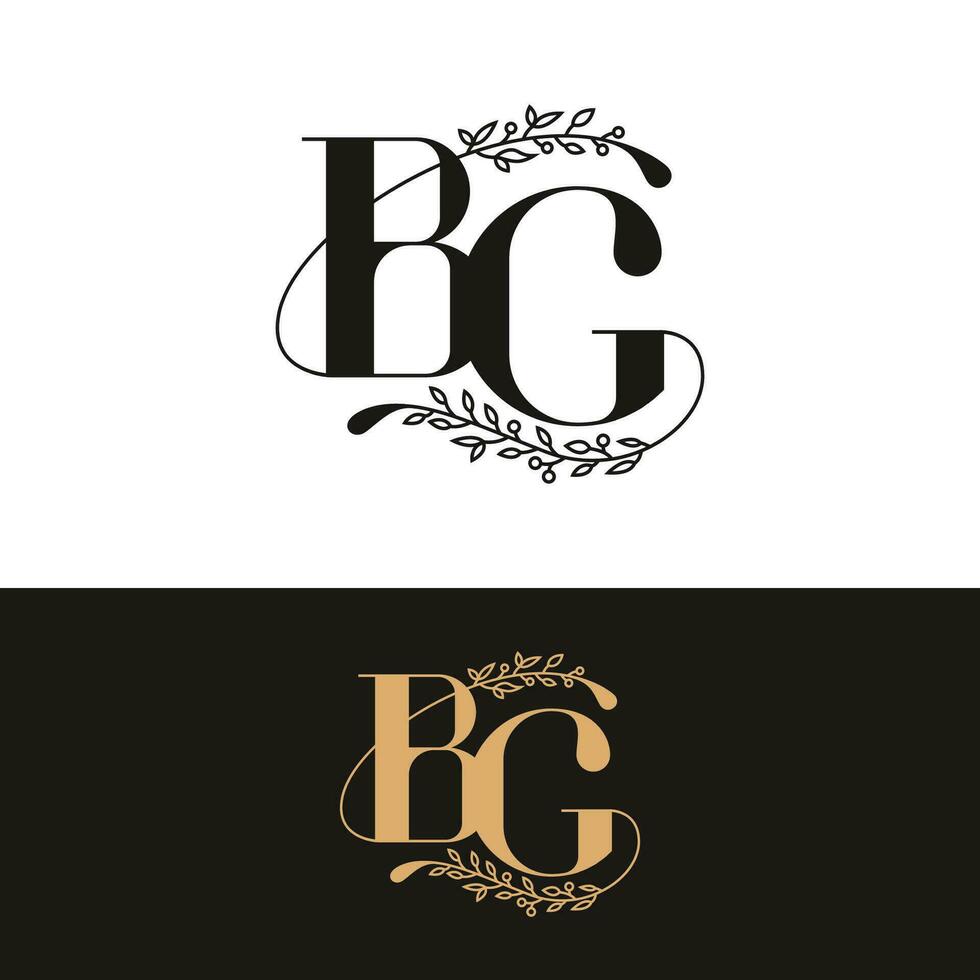 ritad för hand bröllop monogram bg logotyp vektor