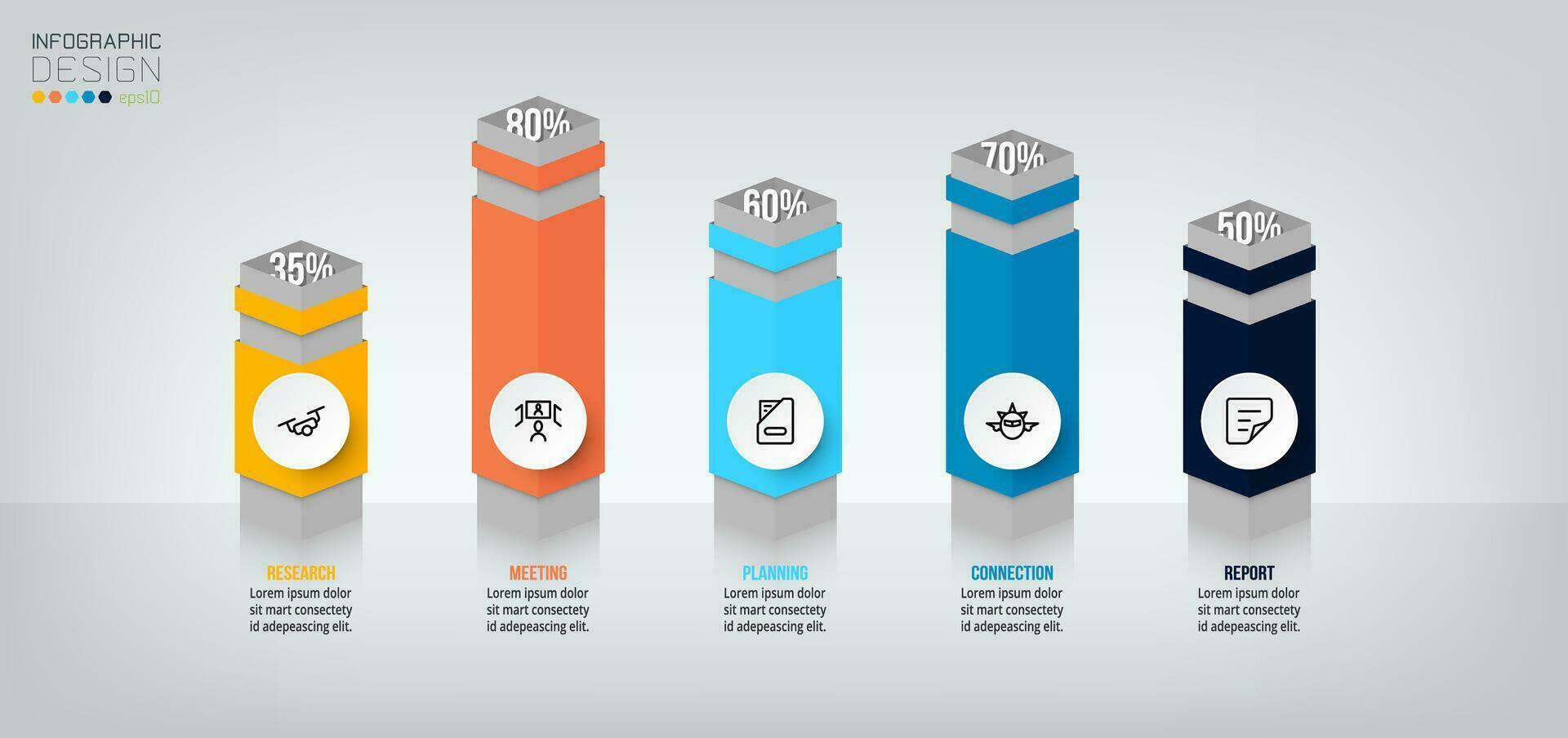 Infografik-Vorlage für Geschäftskonzepte mit Prozentsatz. vektor