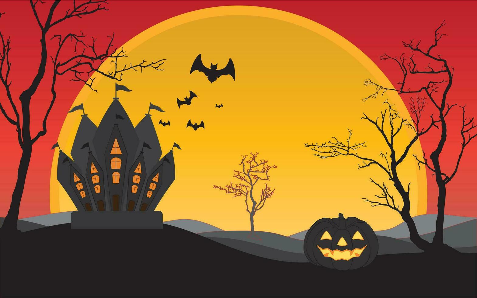 Halloween Nacht Hintergrund mit dunkel Kürbisse und Schloss vektor