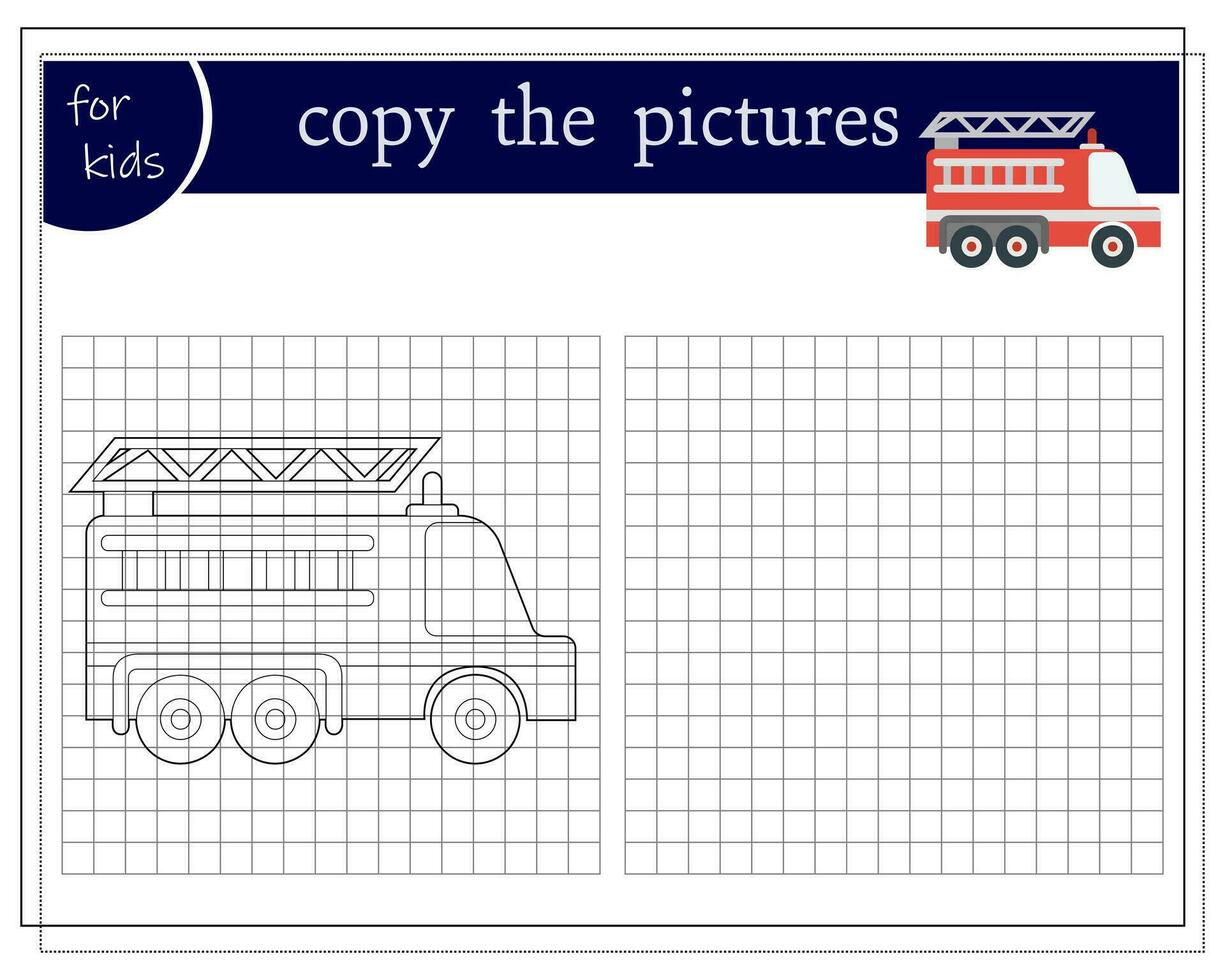 Kopieren ein Bild, ein lehrreich Spiel zum Kinder, ein Karikatur Auto, ein Cabriolet. Vektor Illustration auf ein Weiß Hintergrund