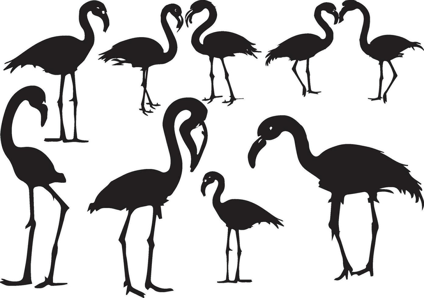 Flamingo Silhouette einstellen im Weiß Hintergrund vektor