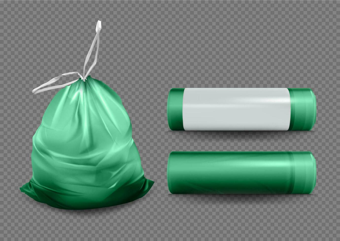realistisk detaljerad 3d annorlunda plast skräp väska uppsättning. vektor