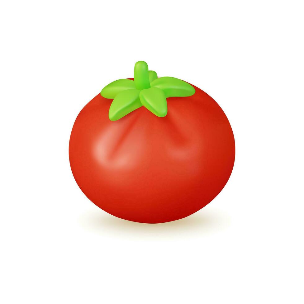 3d frisch Gemüse ganze rot Tomate Konzept Karikatur Stil. Vektor