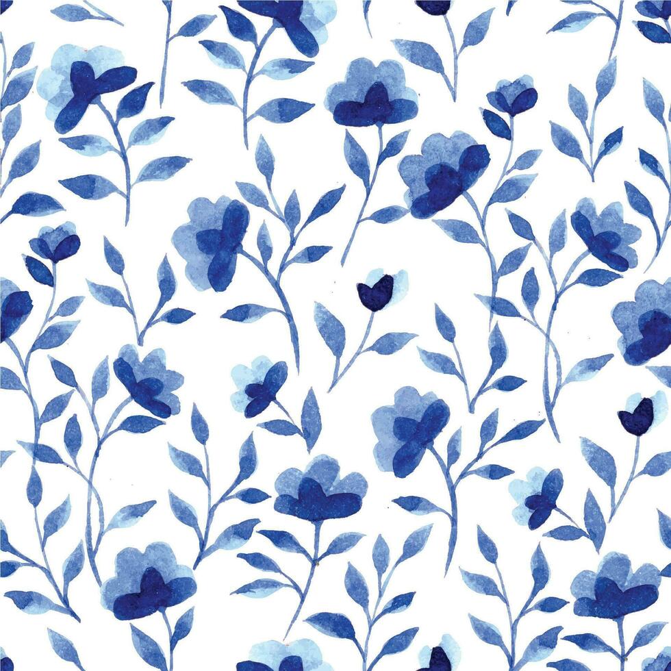 vattenfärg sömlös mönster med blå blommor. små vild blommor på en vit bakgrund. vektor