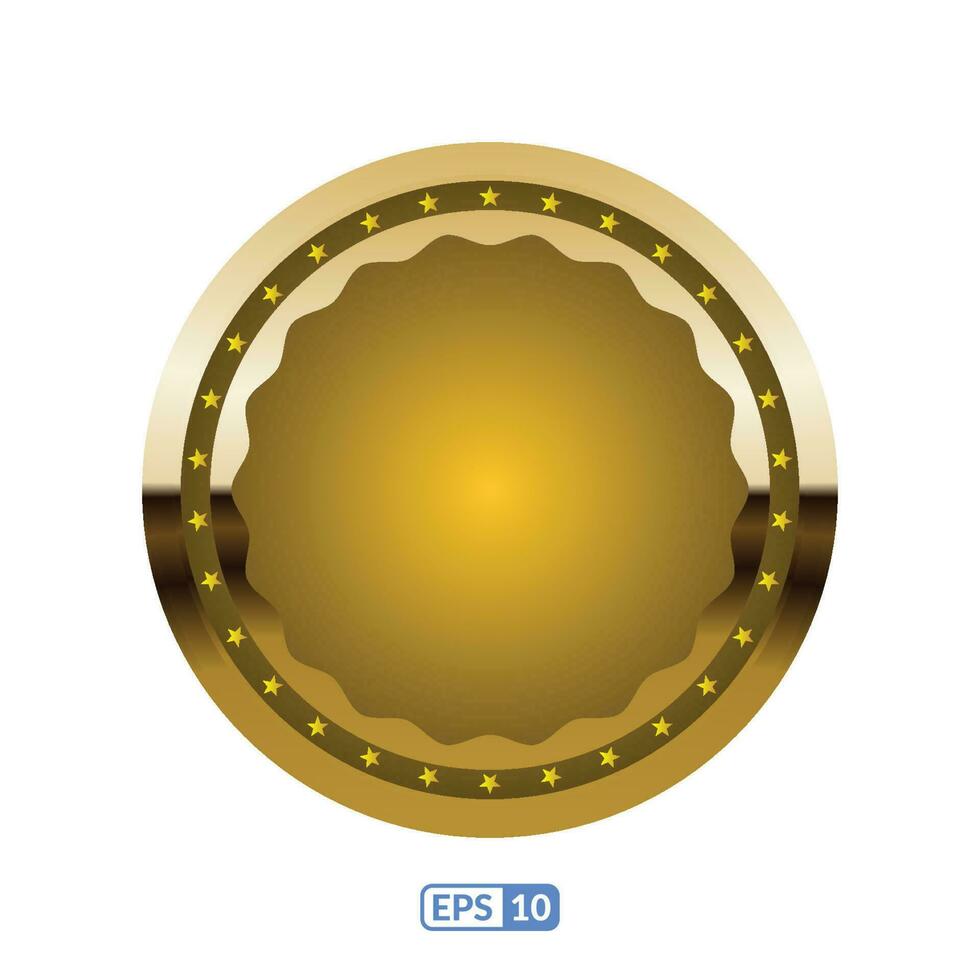 Gold Rahmen Kreis geformt Gelb Abzeichen. vektor