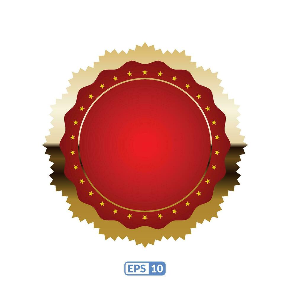 sicksack- guld ram runda röd bricka eps10. vektor