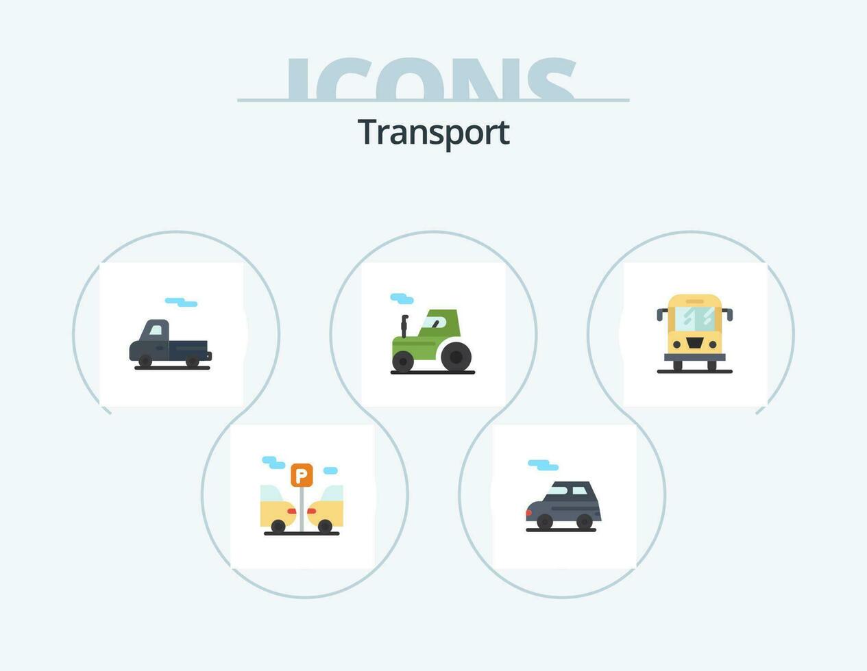 Transport eben Symbol Pack 5 Symbol Design. LKW. Ladung. Transport. Wagen. Transport vektor