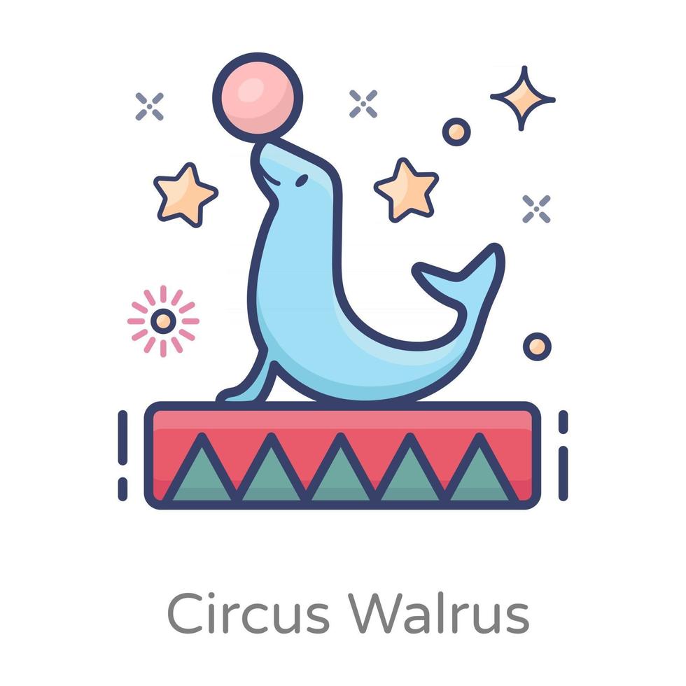 zirkus walross kunststücke vektor