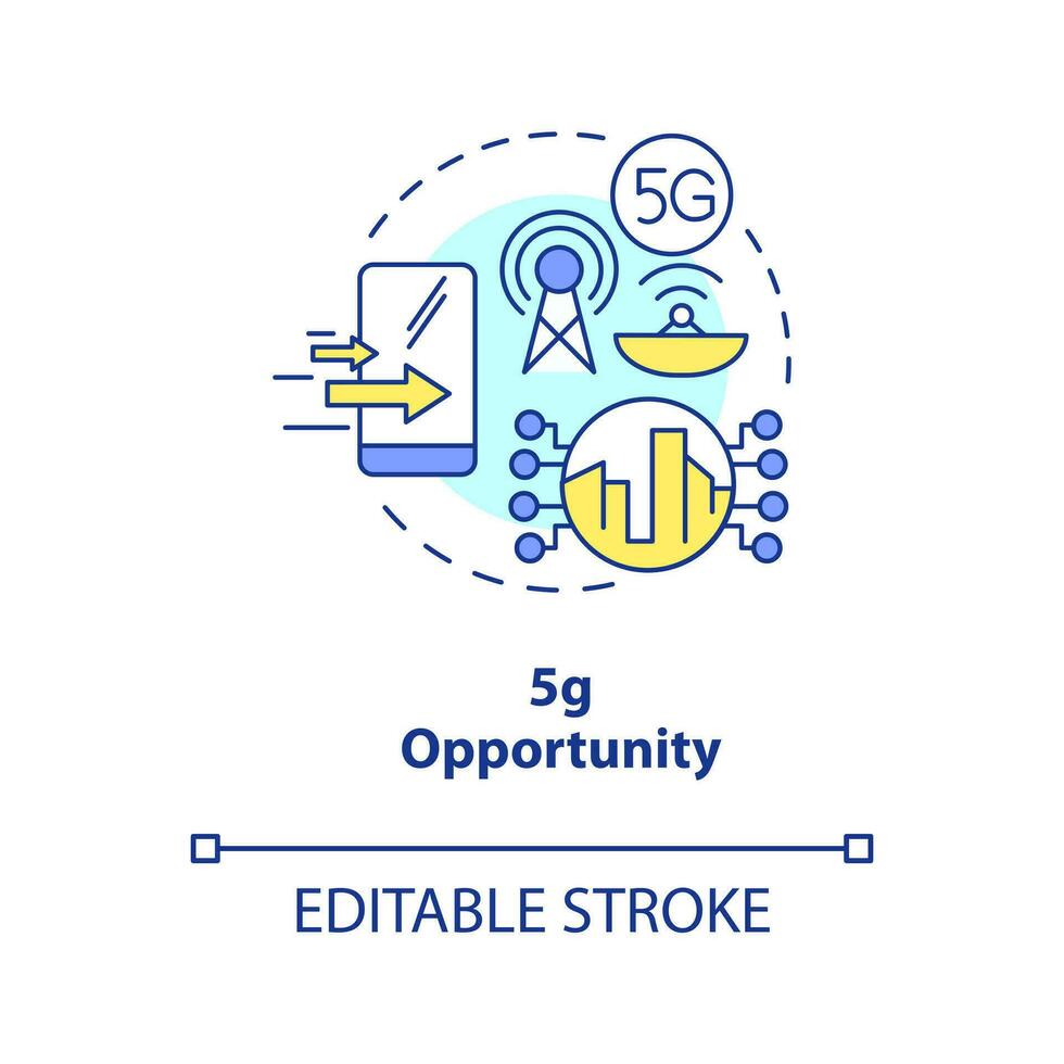 fünfte Generation Gelegenheit Konzept Symbol. kabellos Verbindung. iot Technologie abstrakt Idee dünn Linie Illustration. isoliert Gliederung Zeichnung. editierbar Schlaganfall vektor