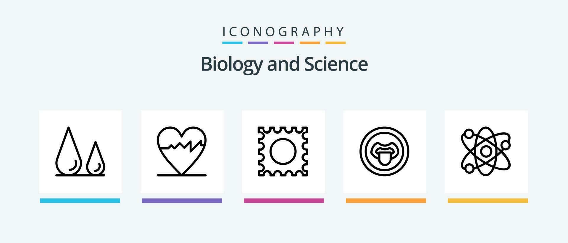 Biologie Linie 5 Symbol Pack einschließlich Gips. medizinisch. Herz. Tropfen. Labor. kreativ Symbole Design vektor