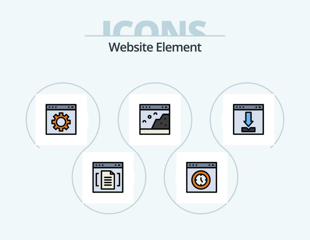 hemsida element linje fylld ikon packa 5 ikon design. sida. webbläsare. sida. hemsida. verktyg vektor