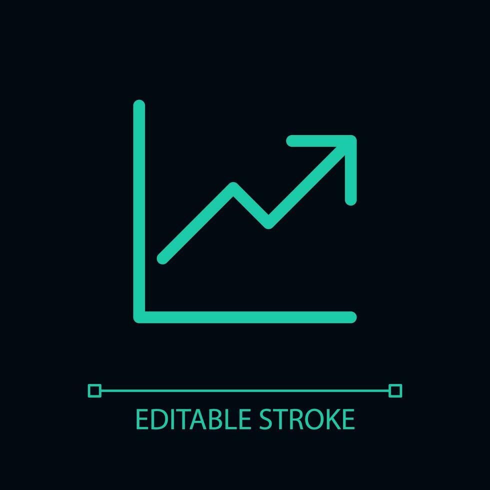 efterfrågan öka Graf pixel perfekt glasmorfism ui ikon för mörk tema. Färg fylld linje element med genomskinlighet. isolerat vektor piktogram för natt läge. redigerbar strök