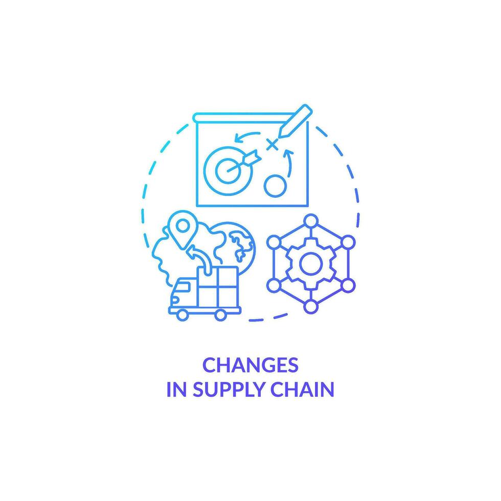 liefern Kette Optimierung Blau Gradient Konzept Symbol. medizinisch Industrie. Gesundheitswesen im Post Pandemie Epoche abstrakt Idee dünn Linie Illustration. isoliert Gliederung Zeichnung vektor