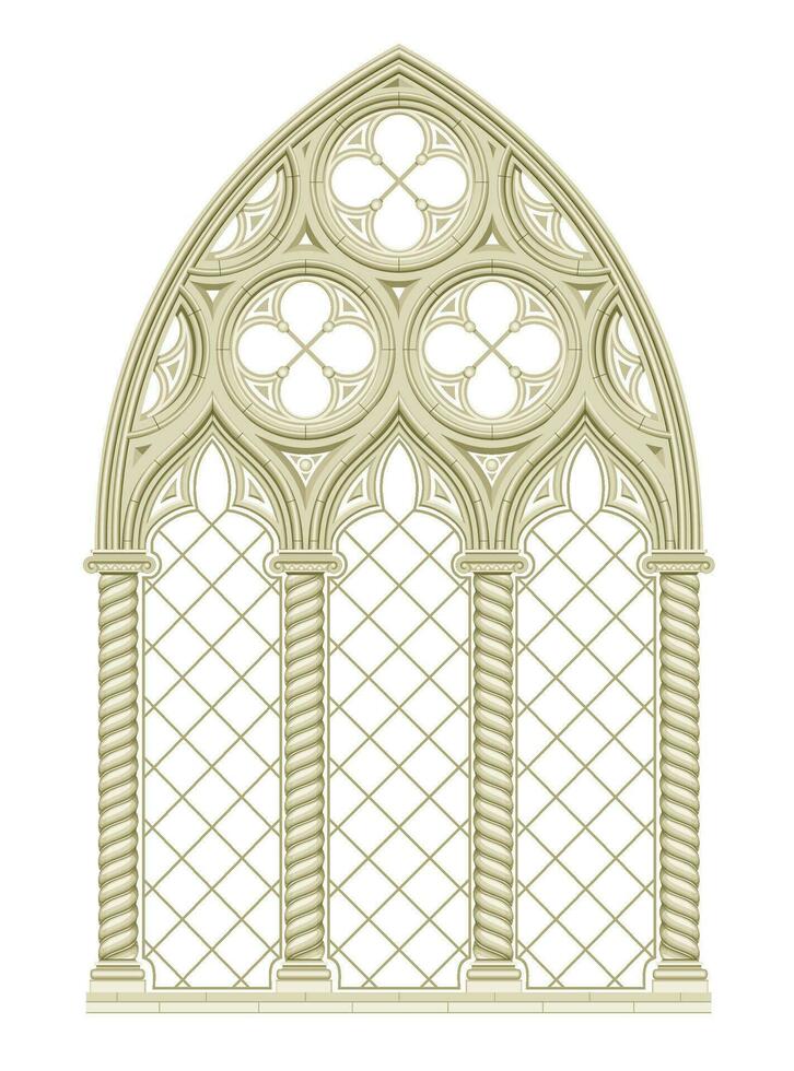 medeltida gotik färgade glas katedral fönster uppsättning vektor