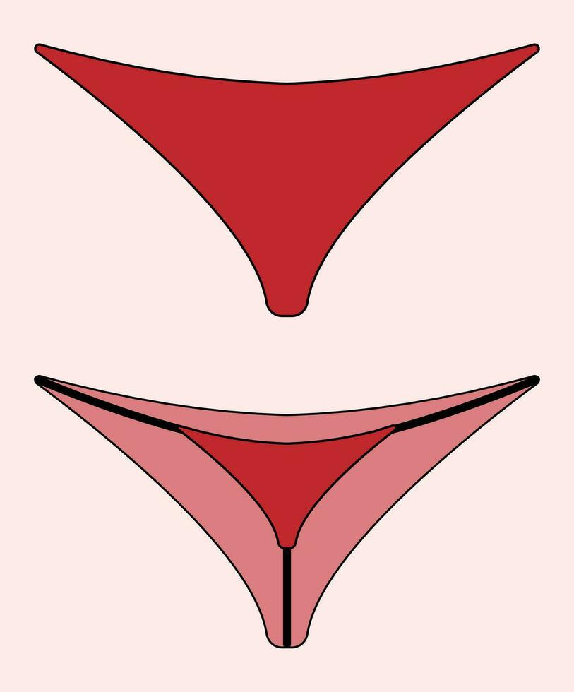 G Schnur, Frauen Unterwäsche, weiblich Kleider und Unterwäsche, rot Farbe Tanga, Unterwäsche Illustration Vektor, geeignet zum Etiketten und Zeichen und Stichworte, gut zum Mode Design vektor