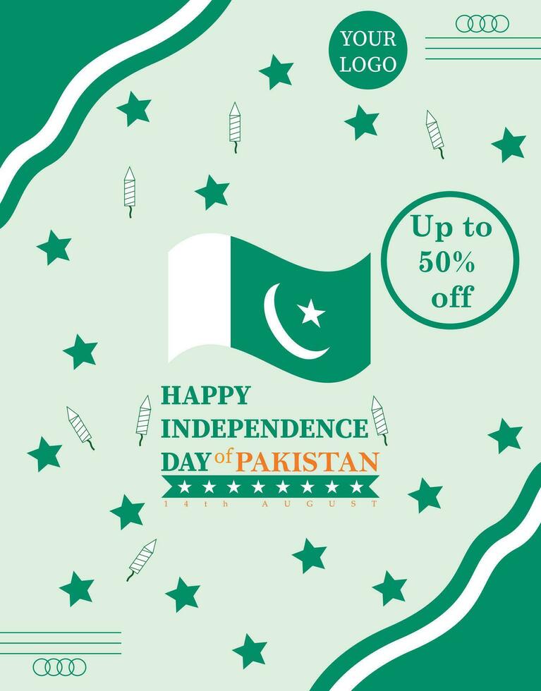 pakistan oberoende dag posta design vektor