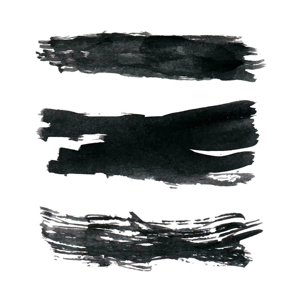 grunge svart borsta slag, samling av borsta stroke vektor, svart borstar grunge textur stänk vektor illustration