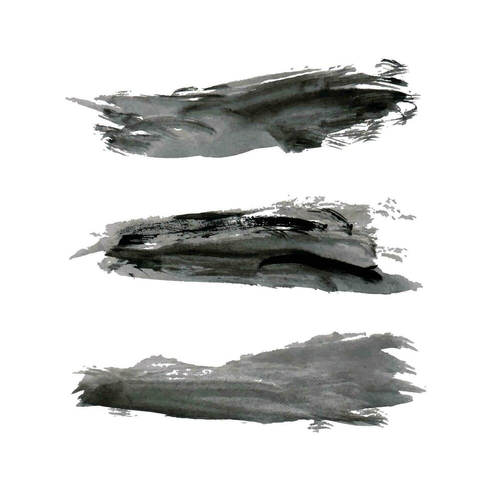 grunge svart borsta slag, samling av borsta stroke vektor, svart borstar grunge textur stänk vektor illustration