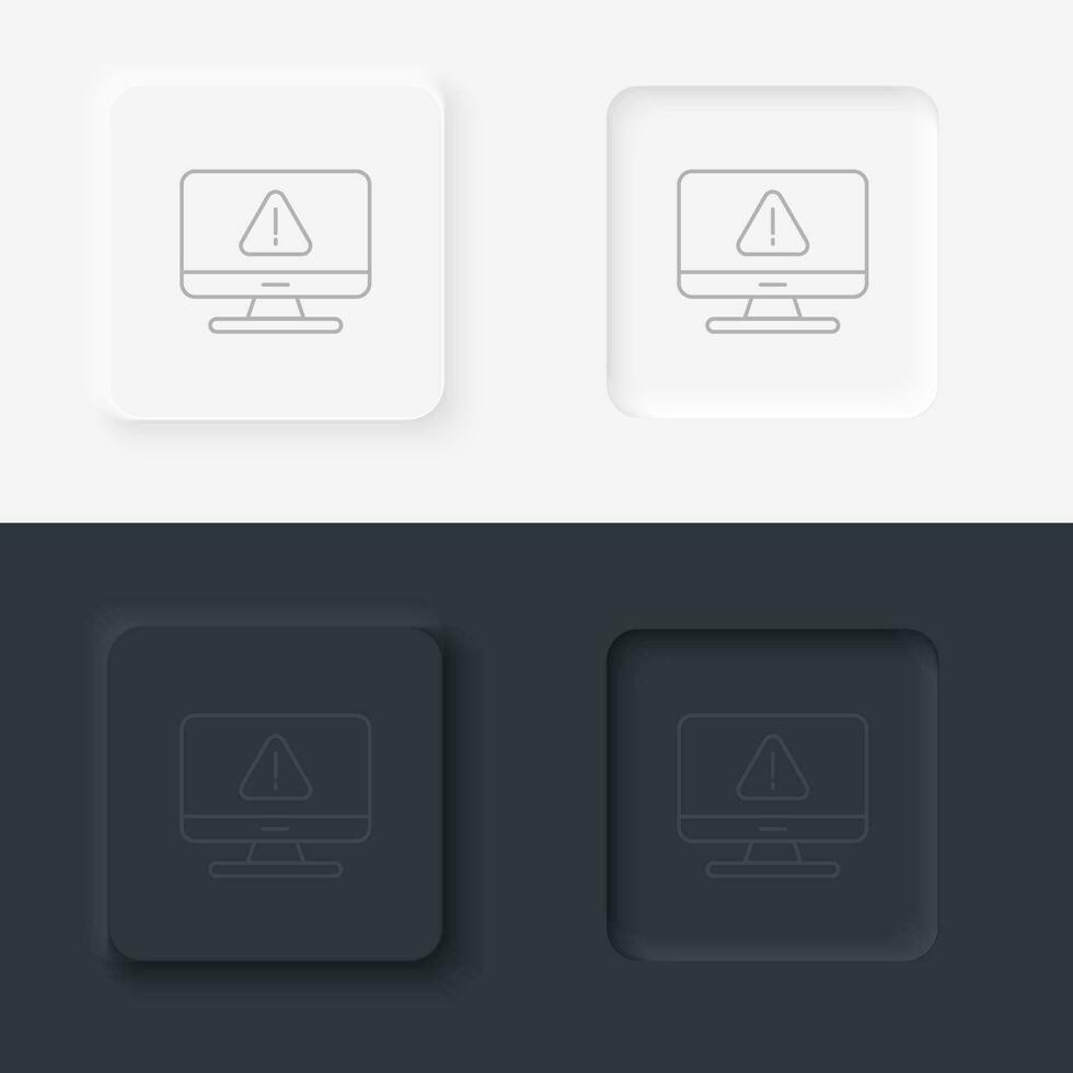 Computer, Fehler, neumorphisch Stil Taste vektor