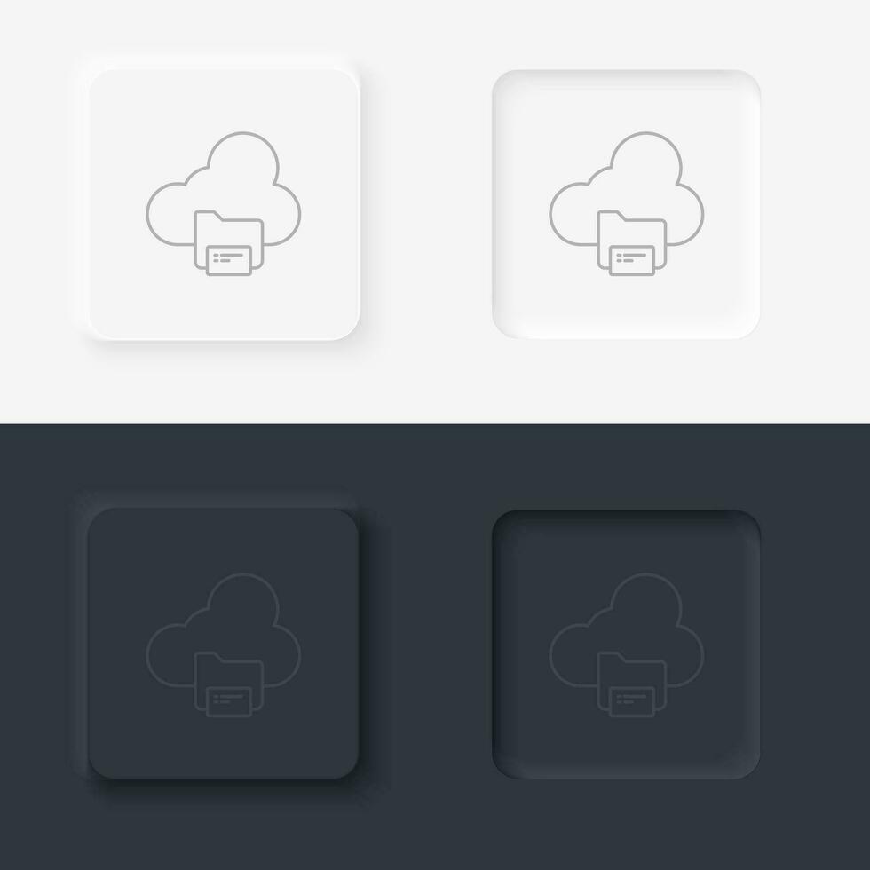 säkerhetskopiering, moln, filer, neumorf stil knapp vektor