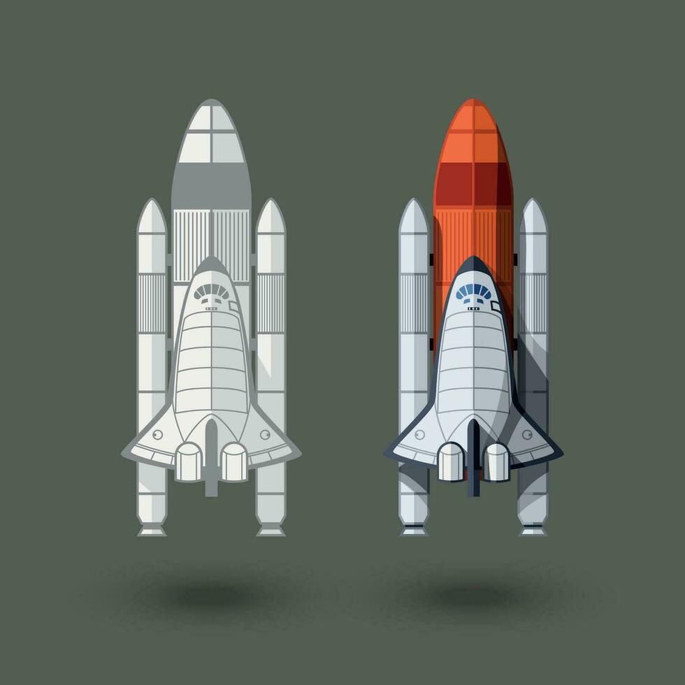 Raum Shuttles zwei verschiedene Stile auf grau vektor