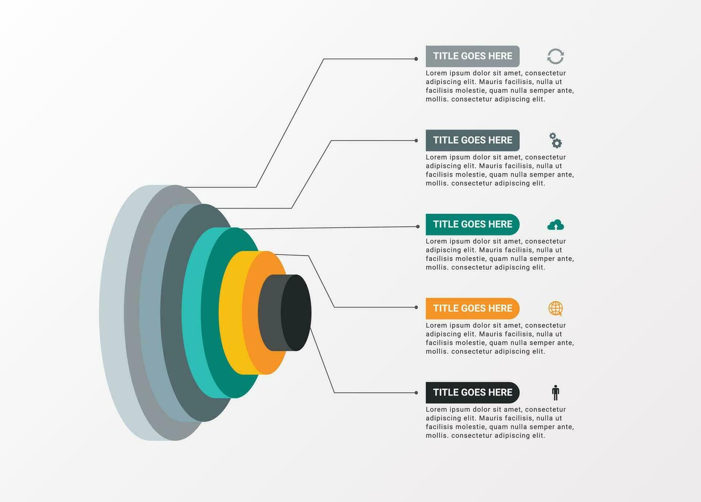 3d block hierarki infographic mall design med 5 skikten vektor