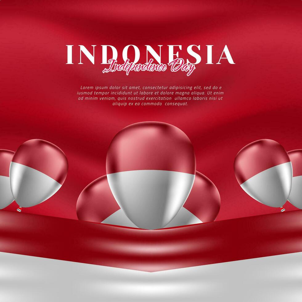 indonesiska oberoende dag dekoration mall design med ballong vektor