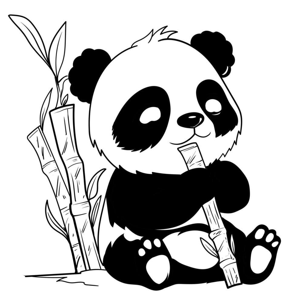 süß Baby Panda Gliederung Seite von Färbung Buch zum Kinder schwarz und Weiß Hand gemalt Tier Skizzen im ein einfach Stil zum T-Shirt drucken, Etikett, Patch oder Aufkleber Vektor Illustration