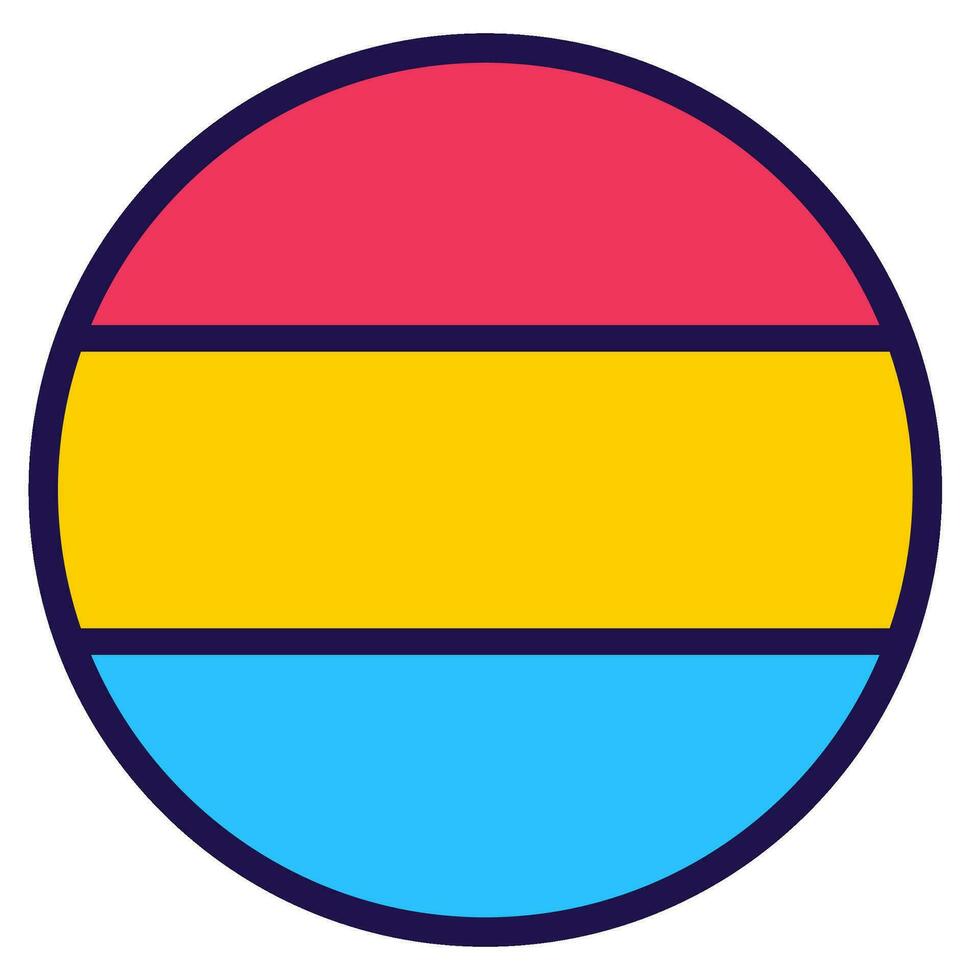 pansexual HBTQ stolthet flagga festlig cirkel bricka vektor