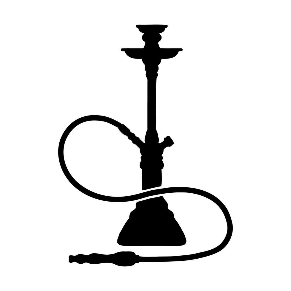 shisha, vattenpipa svart silhuett. vektor vattenpipa illustration isolerat på vit. vektor illustration