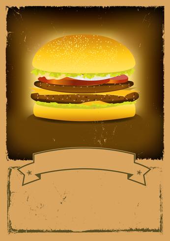 grunge burger snabbmat banner vektor