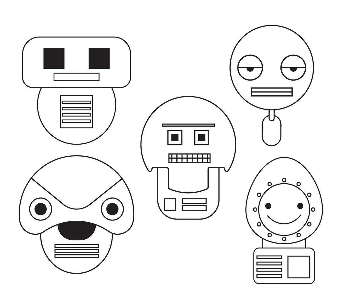 klotter rolig robot linje konst vektor