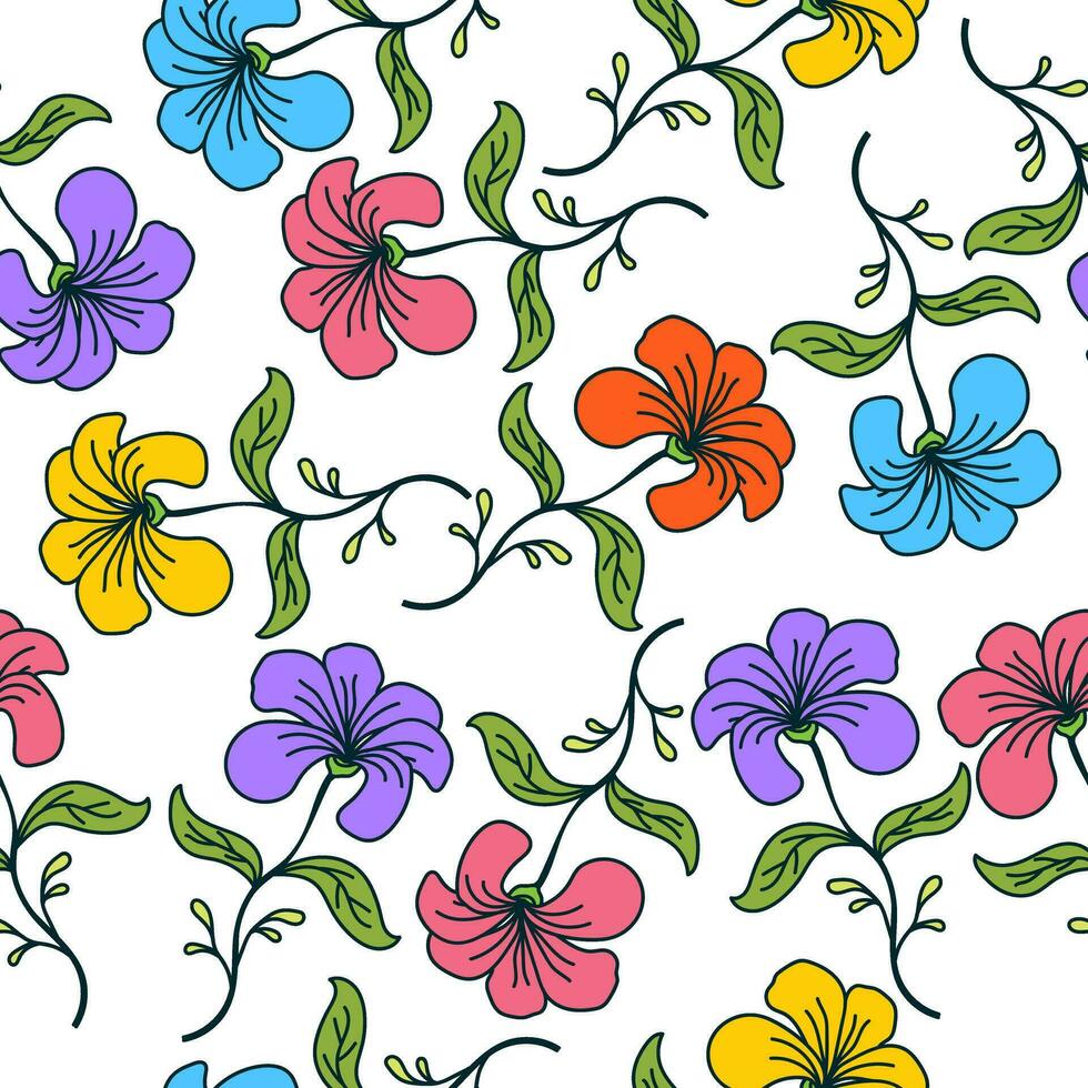 hand dragen blommig sömlös mönster med skönhet blommor vektor design. perfekt för textil- grafik