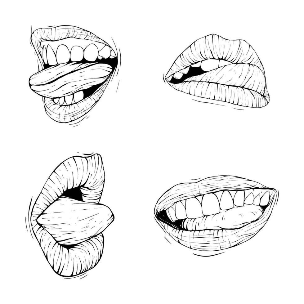 einstellen Mund Zunge Sammlung vektor