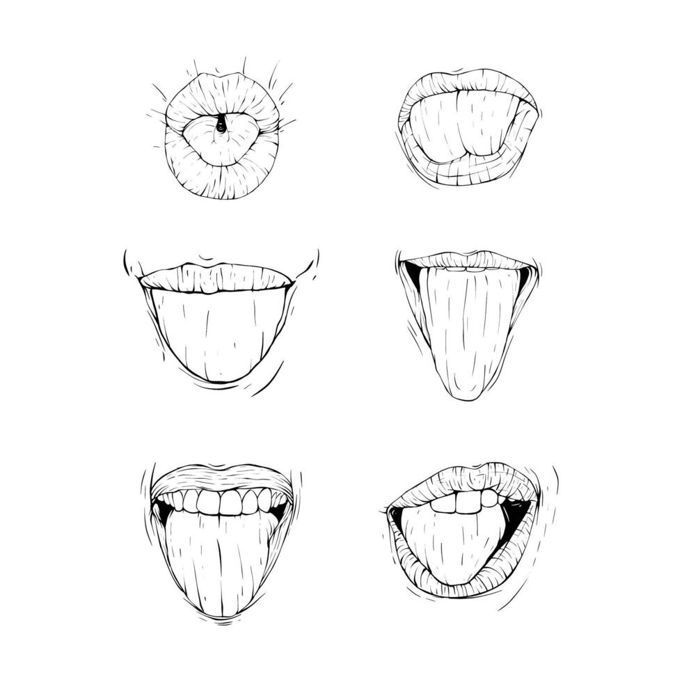 einstellen Mund Zunge Sammlung vektor