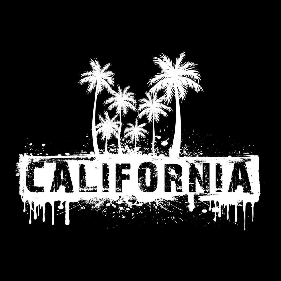 kalifornien hav sida eleganta t-shirt och kläder trendig design med handflatan träd silhuetter, typografi, skriva ut, vektor illustration.