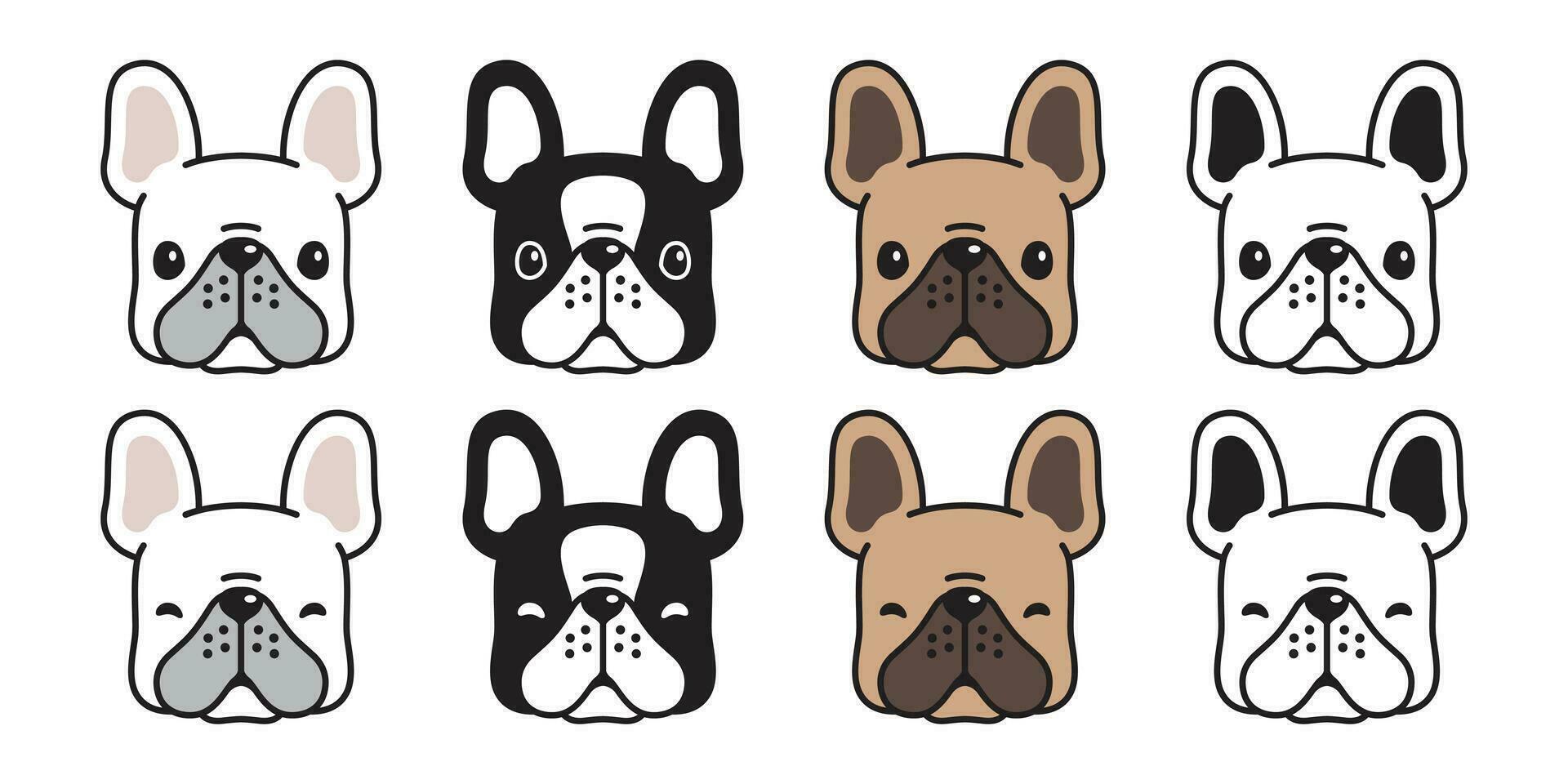 Hund Vektor Französisch Bulldogge Knochen Haustier Kopf Symbol Logo Charakter Karikatur Hündchen Illustration