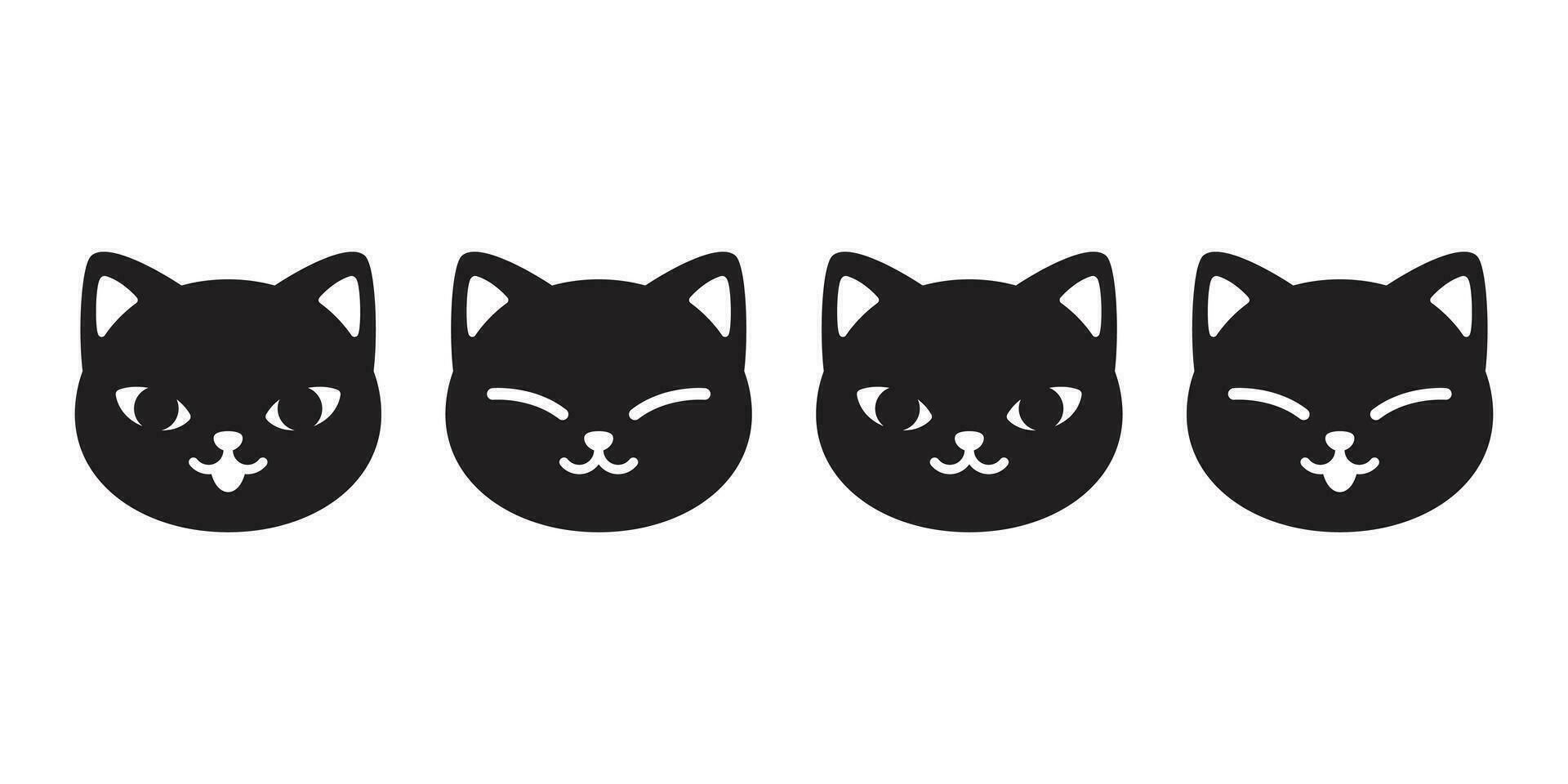 Katze Vektor Kopf Kätzchen schwarz Symbol Logo Karikatur Charakter Gekritzel Illustration