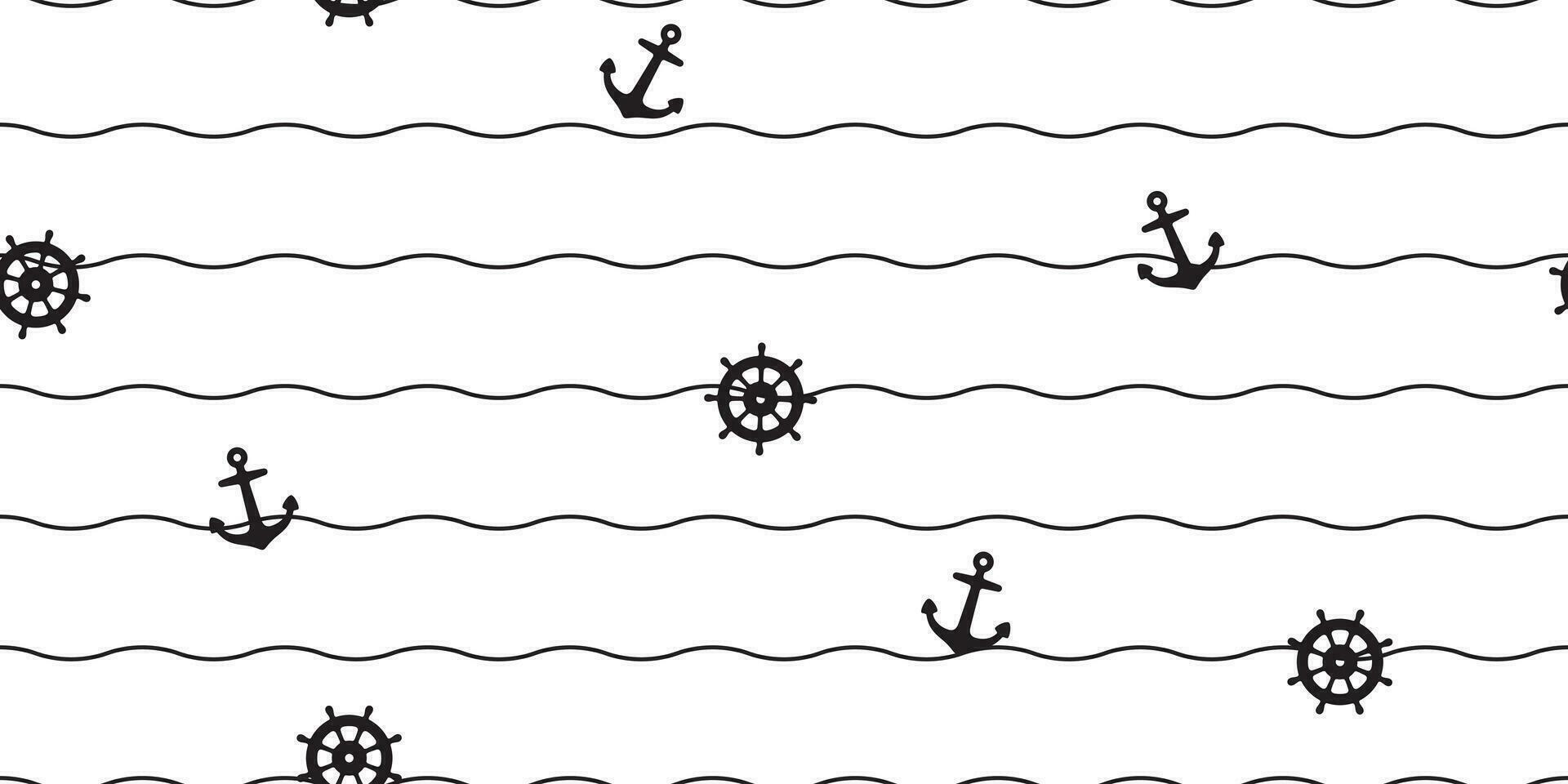 Anker nahtlos Muster Vektor Helm Welle Boot Pirat nautisch maritim Ozean Meer Fliese Hintergrund wiederholen Hintergrund Schal isoliert