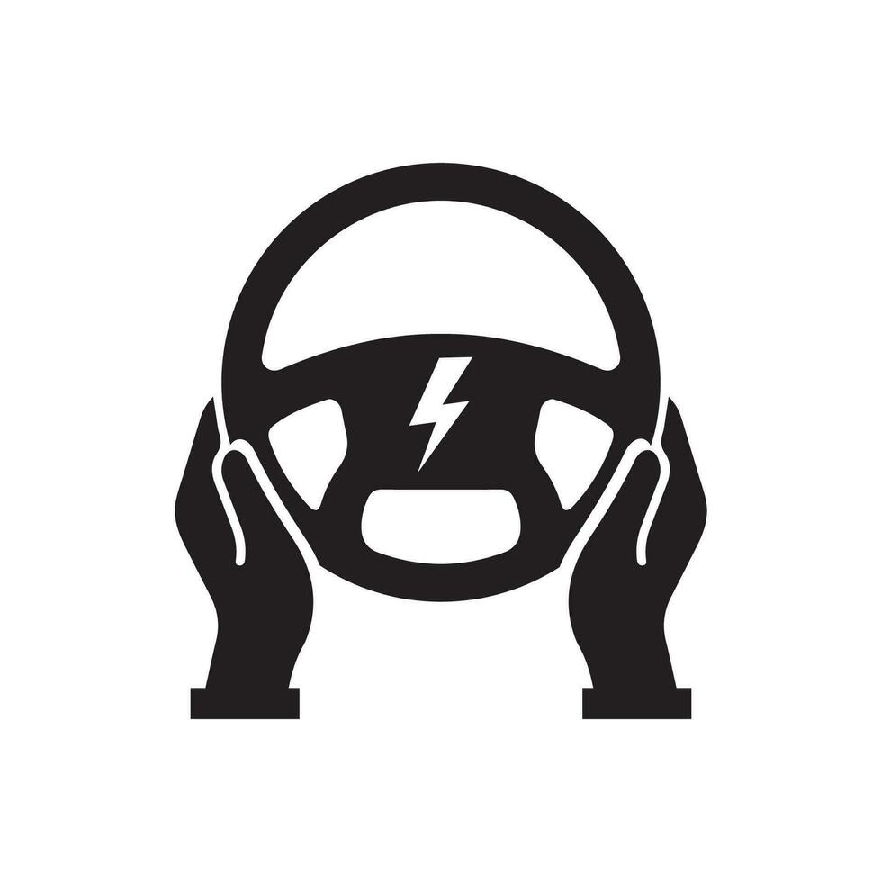 elektrisch Auto Lenkung Rad Symbol. elektrisch Fahrzeug. ev. Vektor Symbol isoliert auf Weiß Hintergrund.