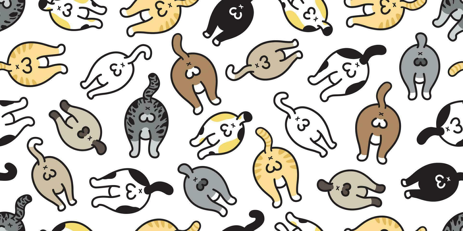 Katze nahtlos Muster Vektor Kätzchen Kattun Hintern Haustier Rasse Schal isoliert wiederholen Hintergrund Fliese Hintergrund
