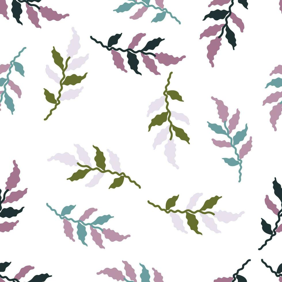 organisk löv sömlös mönster. enkel stil. botanisk bakgrund. dekorativ skog blad tapet. vektor
