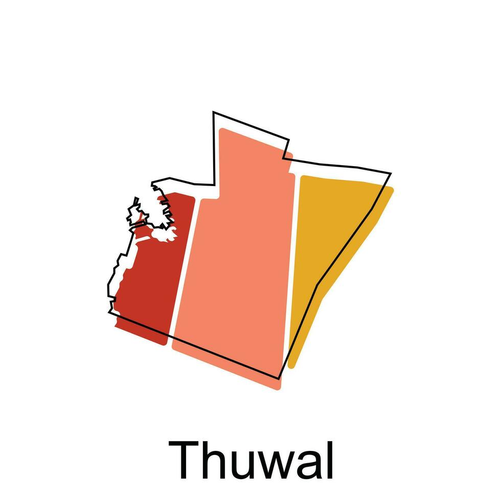 Karte von Thuwal Design Vorlage, Welt Karte International Vektor Vorlage mit Gliederung Grafik skizzieren Stil isoliert auf Weiß Hintergrund