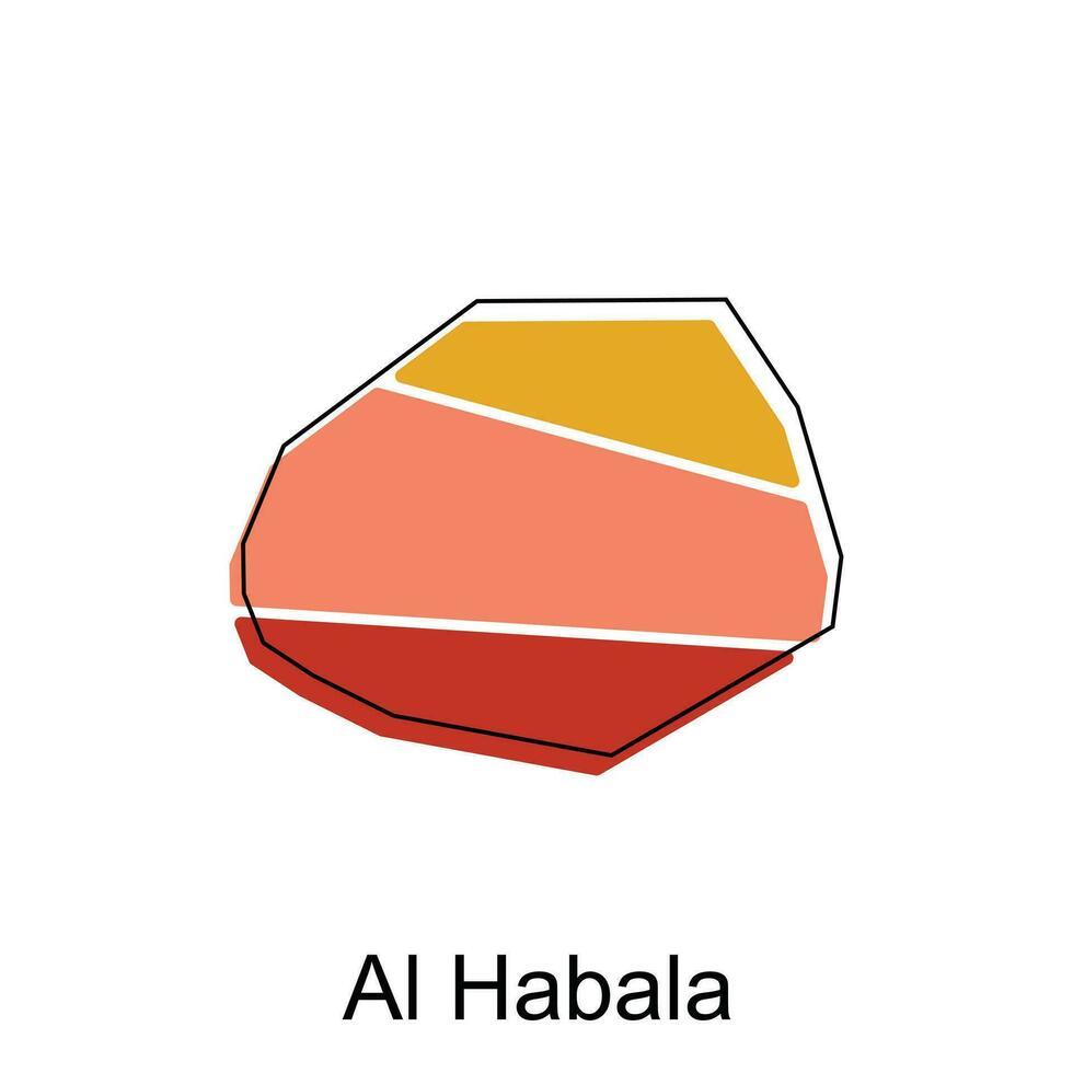 Karta av al habala färgrik modern vektor design mall, nationell gränser och Viktig städer illustration