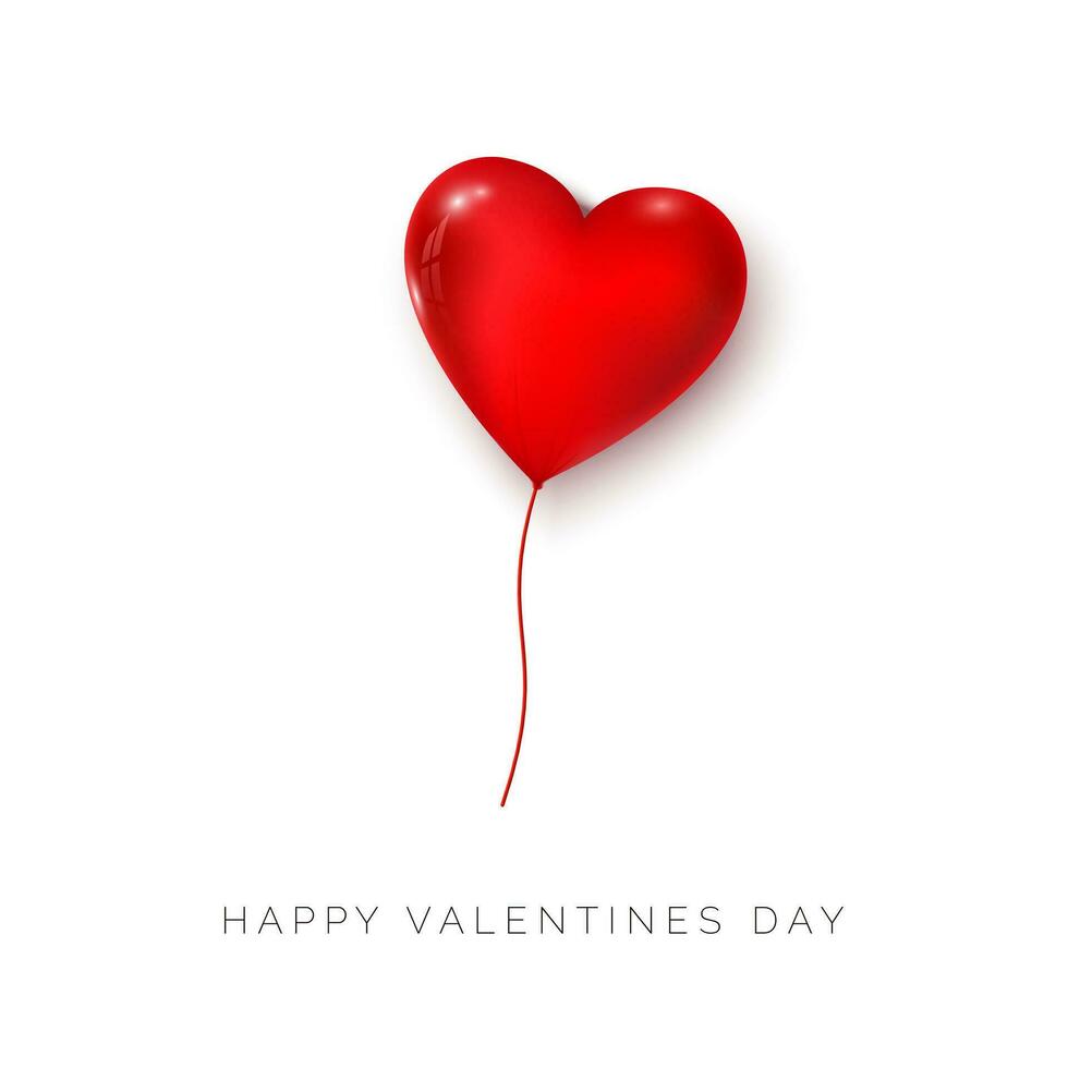 valentines dag hälsning kort. luft ballonger röd Färg hjärta form. vara min alla hjärtans dag. vektor
