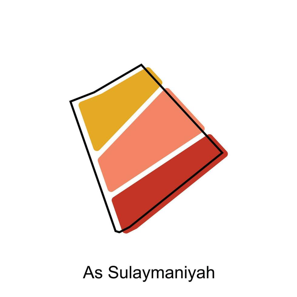 Karte von wie Sulaymaniyah Design Vorlage, Welt Karte International Vektor Vorlage mit Gliederung Grafik skizzieren Stil isoliert auf Weiß Hintergrund